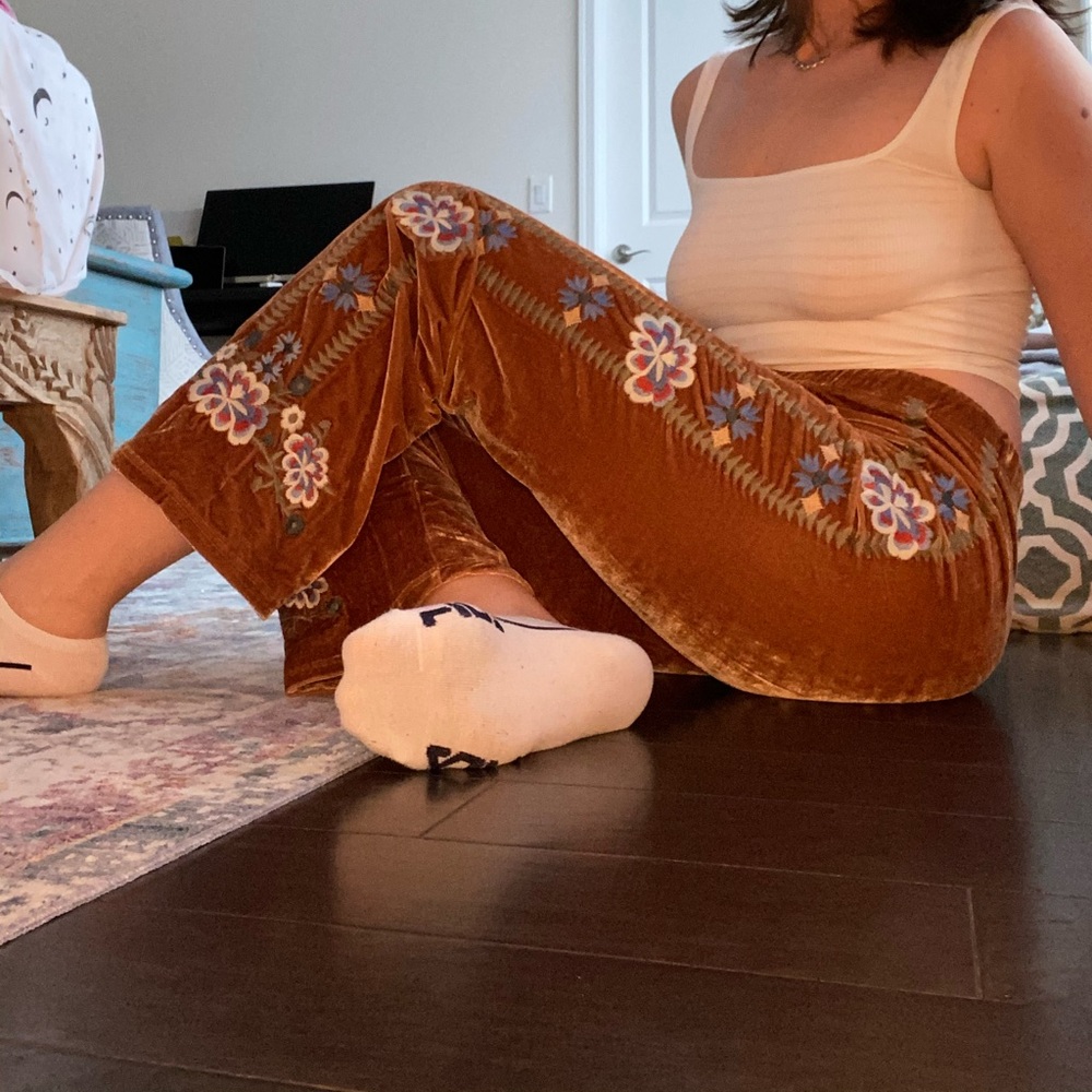 Paparazzi Embroidered Velour Pants